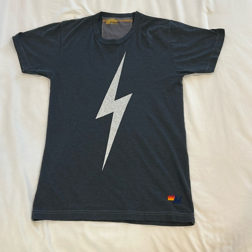 Aviator nation grey lightning bolt tee